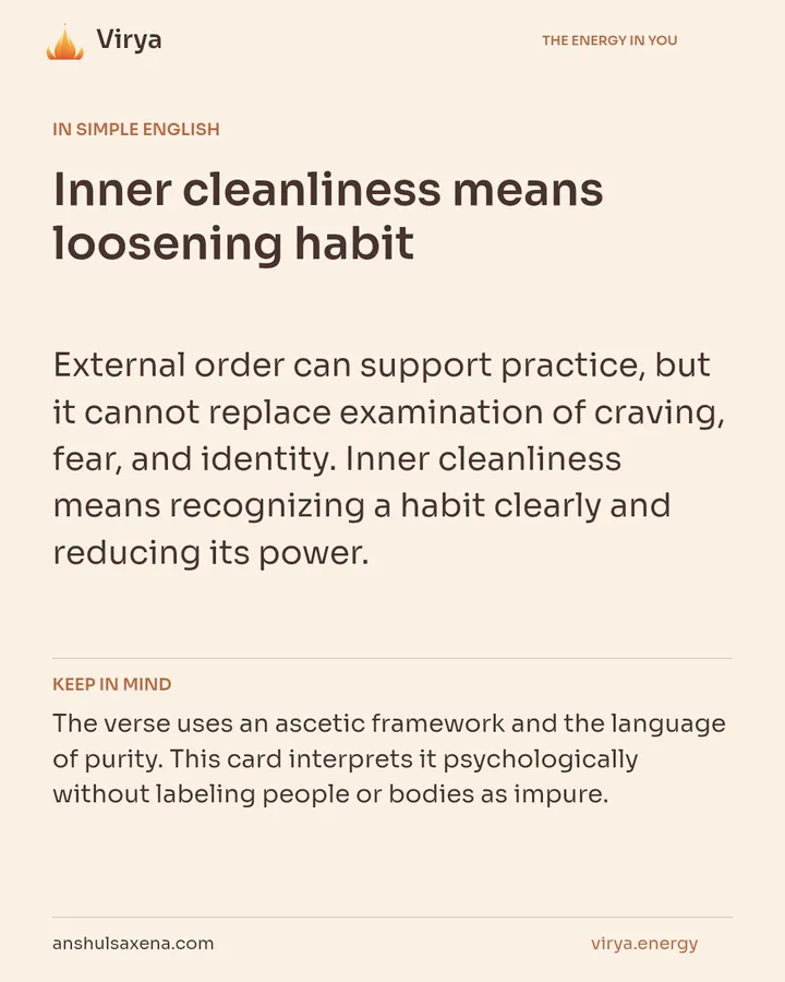 Inner cleanliness means loosening habit, card 3 of 7