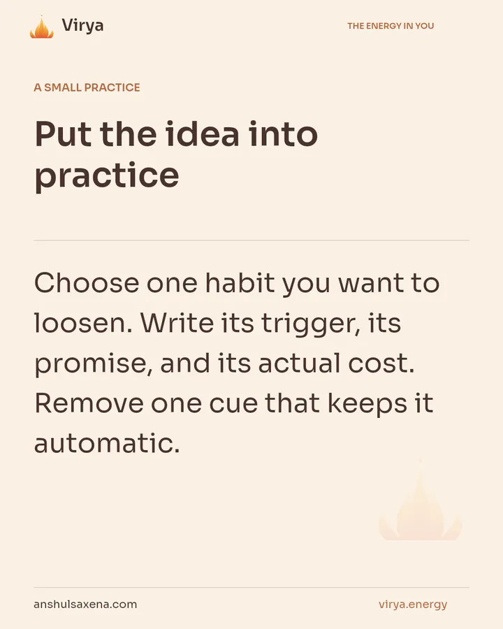 Inner cleanliness means loosening habit, card 6 of 7