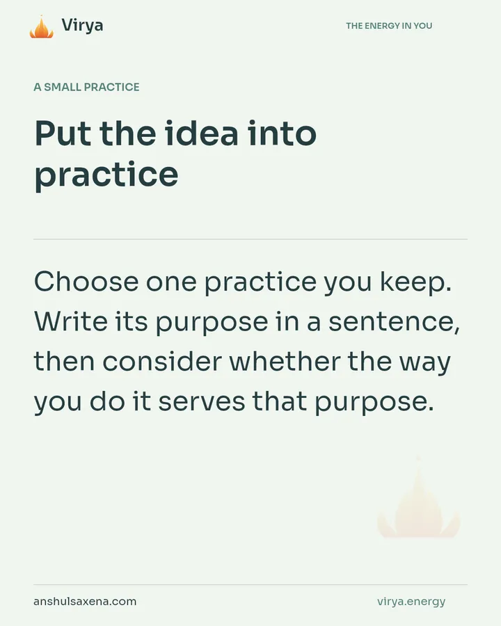 Let a practice have a clear purpose, card 6 of 7
