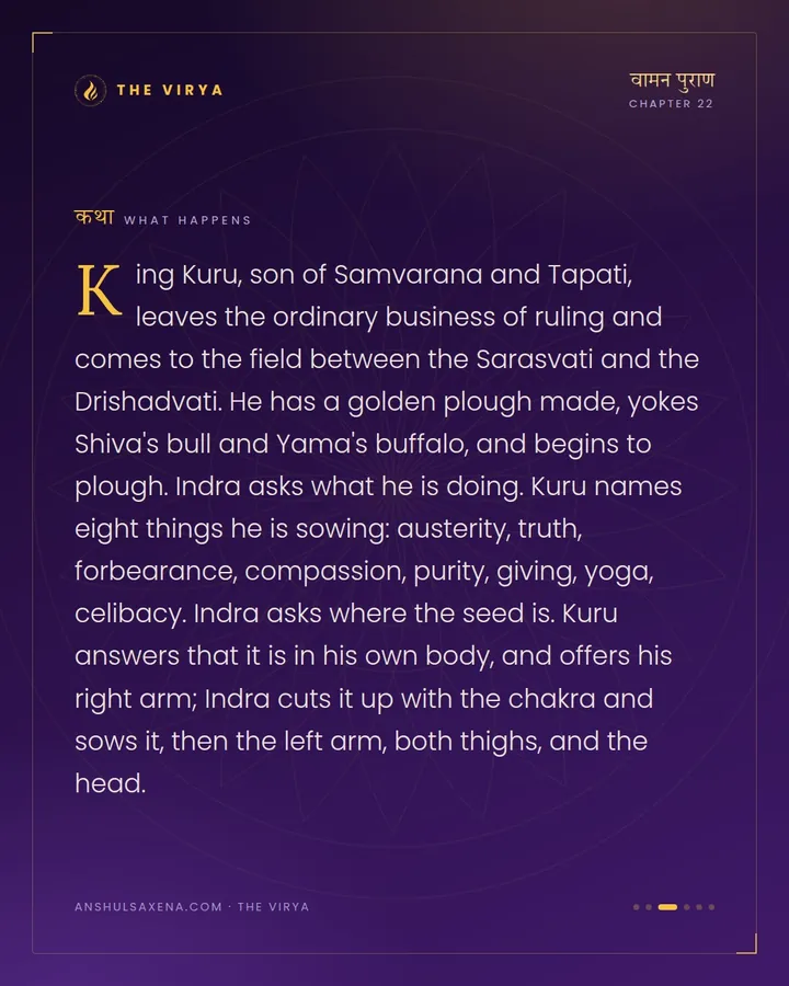King Kuru Plows the Field of Dharma, card 3 of 6