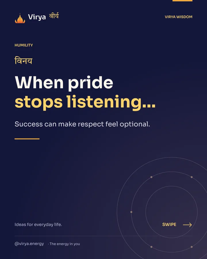 Indigo and gold Virya cover with the full lotus mark. When pride stops listening… Success can make respect feel optional.