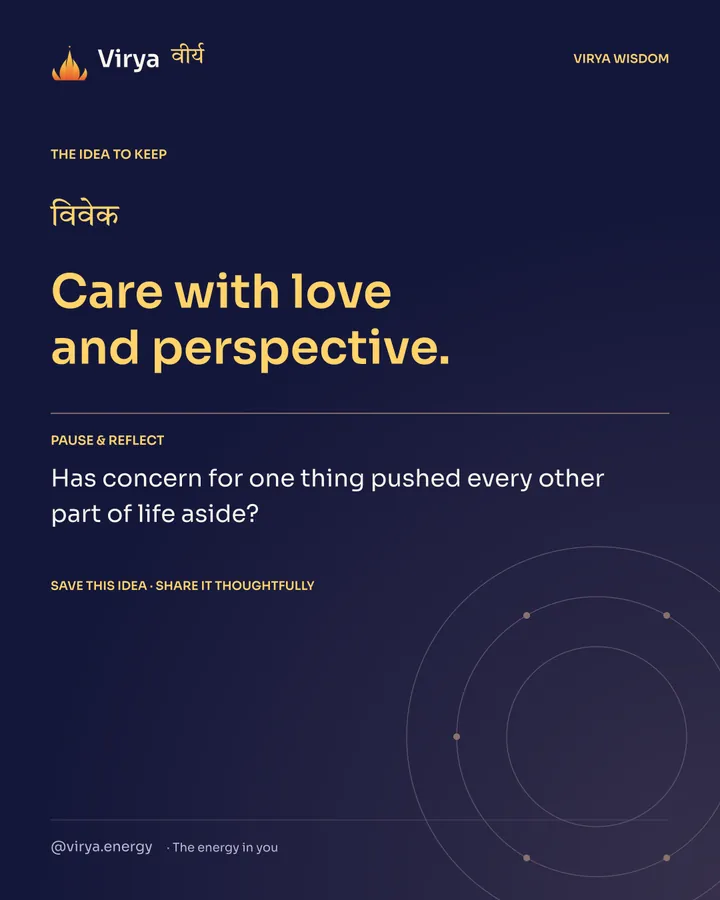 Indigo and gold Virya card. Care with love and perspective. Pause and reflect: Has concern for one thing pushed every other part of life aside?