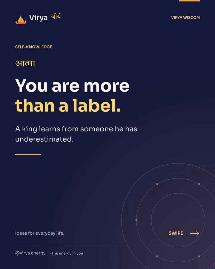 Indigo and gold Virya cover with the full lotus mark. You are more than a label. A king learns from someone he has underestimated.