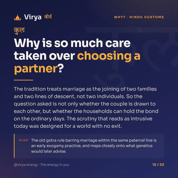 Why is so much care taken over choosing a partner?