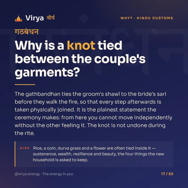Why is a knot tied between the couple's garments?
