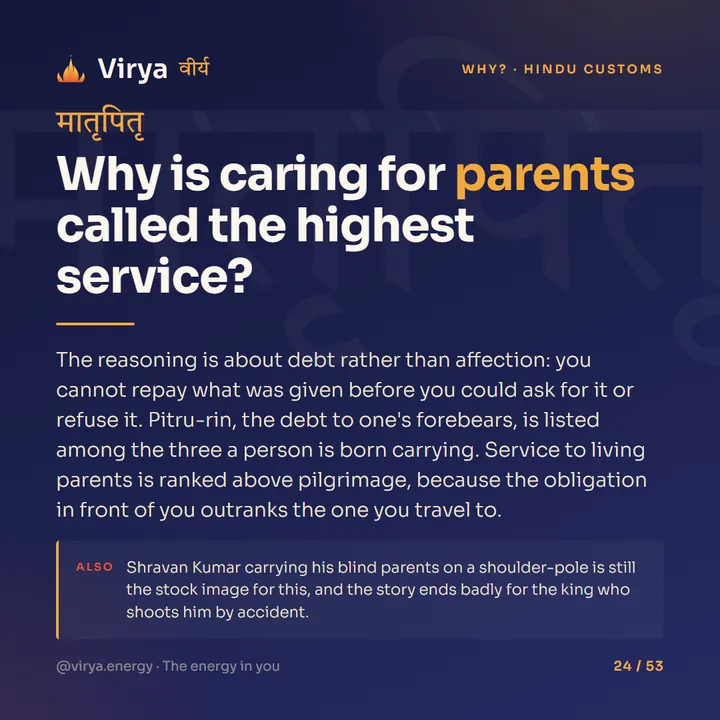 Why is caring for parents called the highest service?