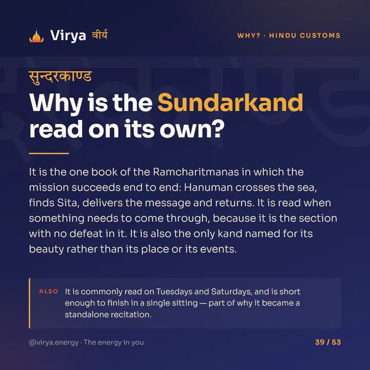 Why is the Sundarkand read on its own?