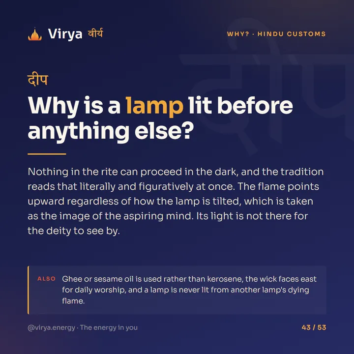 Why is a lamp lit before anything else?