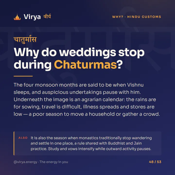 Why do weddings stop during Chaturmas?