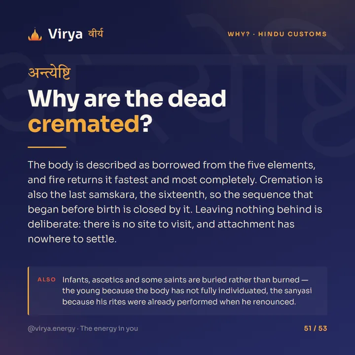 Why are the dead cremated?