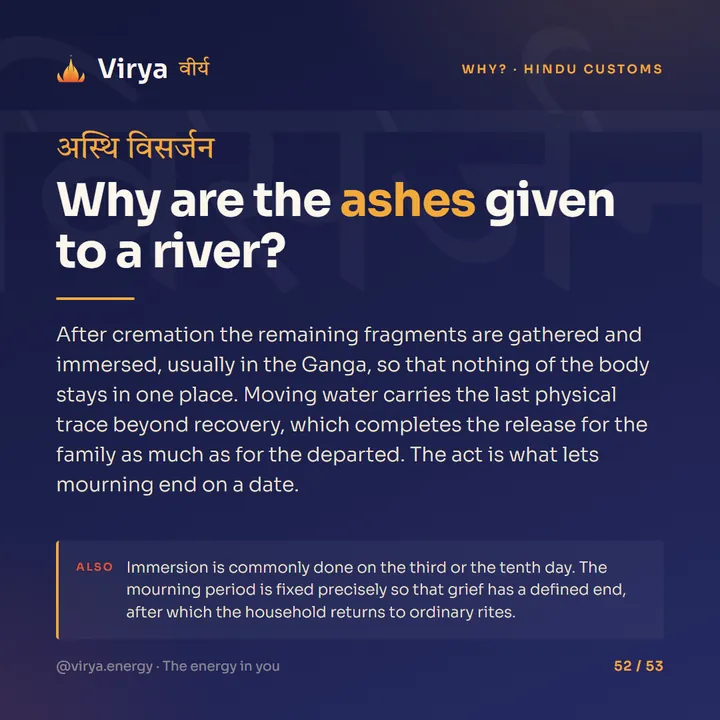 Why are the ashes given to a river?