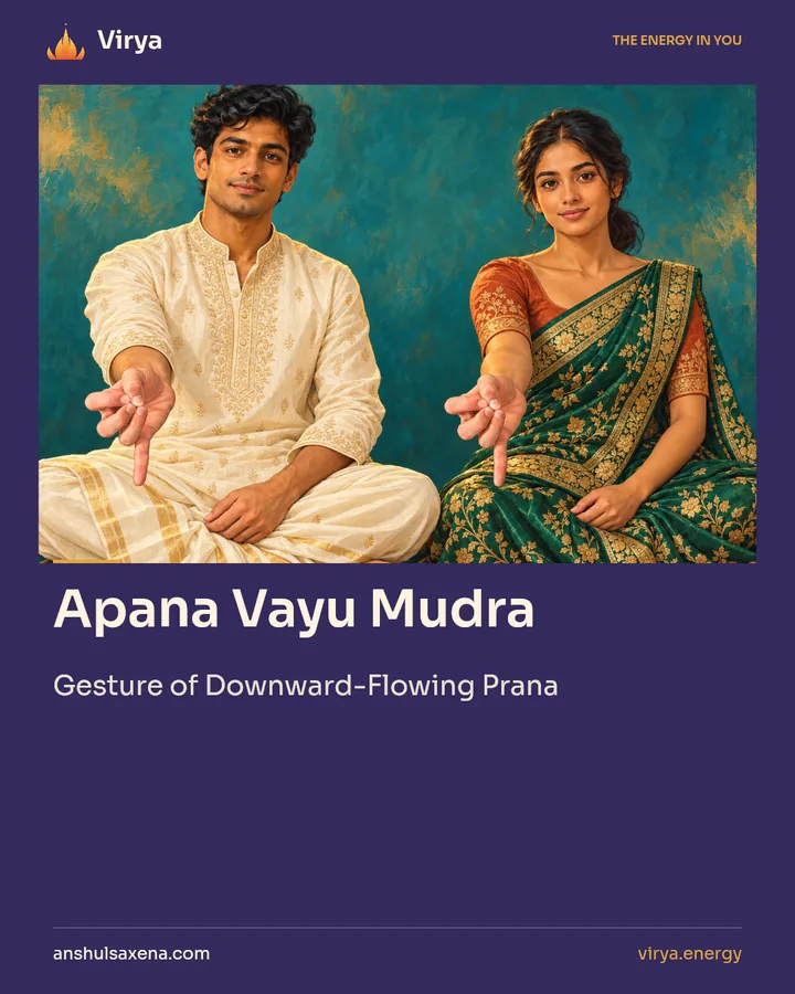 Apana Vayu Mudra. Gesture of Downward-Flowing Prana.