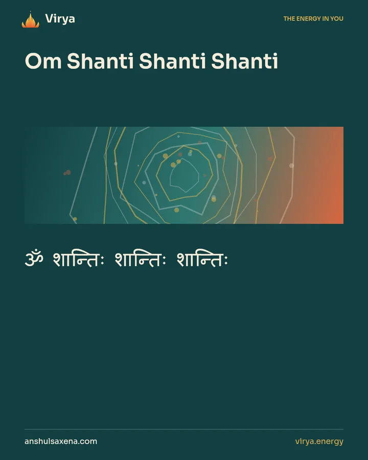 Om Shanti Shanti Shanti. ॐ शान्तिः शान्तिः शान्तिः.