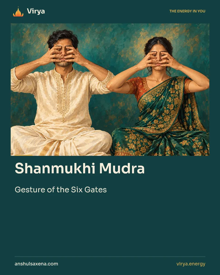 Shanmukhi Mudra. Gesture of the Six Gates.