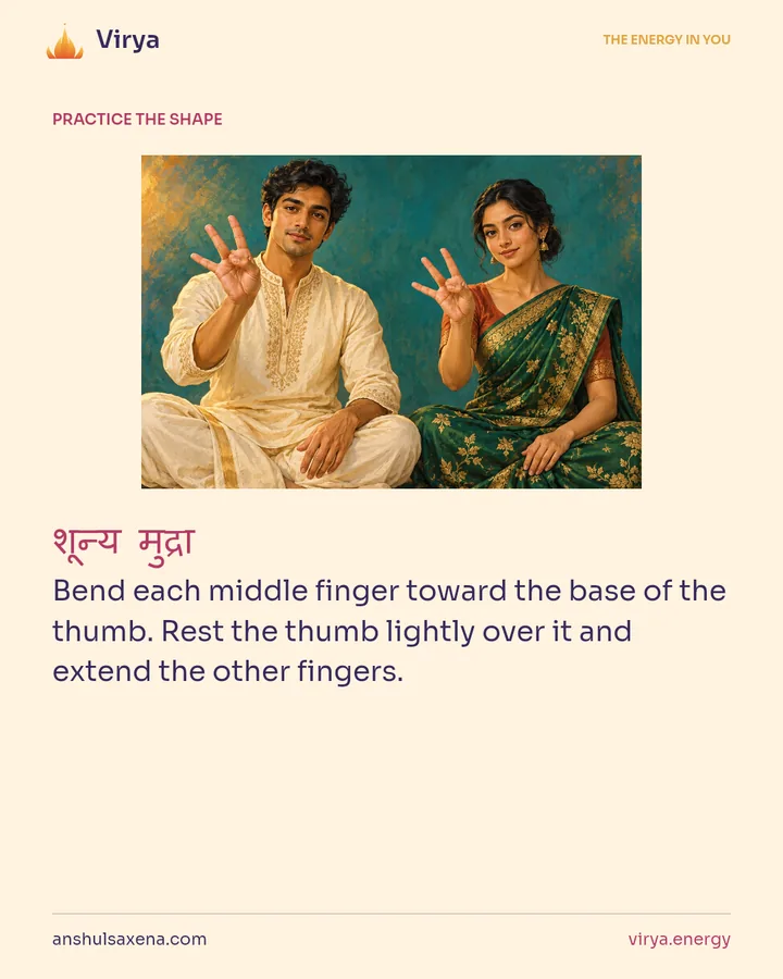 HOW TO PRACTICE. Bend each middle finger toward the base of the thumb. Rest the thumb lightly over it and extend the other fingers.
