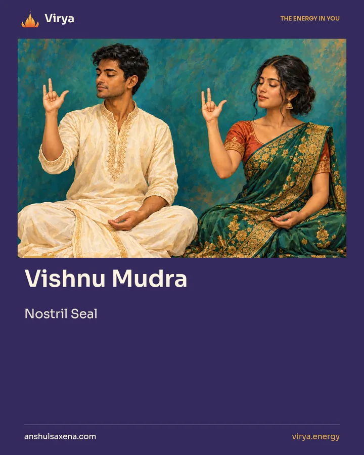Vishnu Mudra. Nostril Seal.
